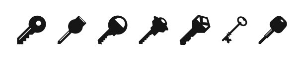 钥匙轮廓集合。矢量键图标设置。图片下载