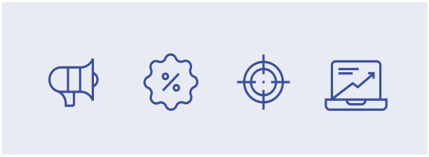 设置图标的电子邮件营销，社交媒体，广告，启动，喜欢按钮，视频广告，全球业务和目标。矢量插图的营销和商业。图片下载