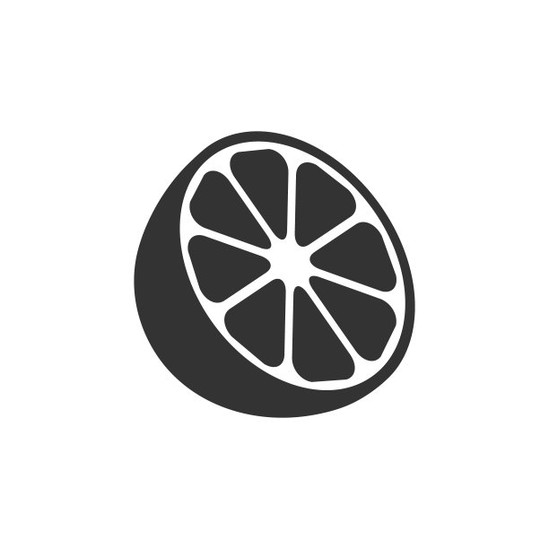 柑橘类图标。橙黑色剪影。图片下载