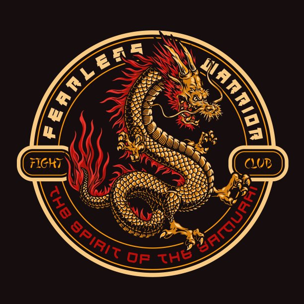 日本搏击俱乐部复古圆形标签图片下载