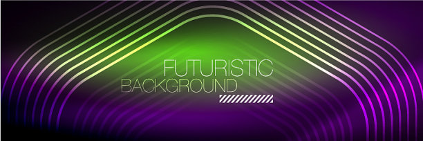 闪亮的霓虹灯线条，条纹和波浪技术图片下载