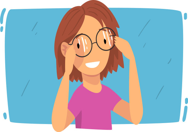 微笑的女孩试眼镜眼科图片下载