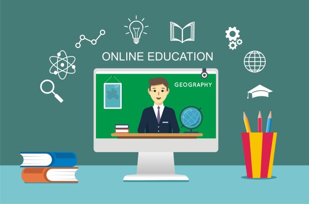 在线教育：女教师通过笔记本电脑屏幕授课图片下载