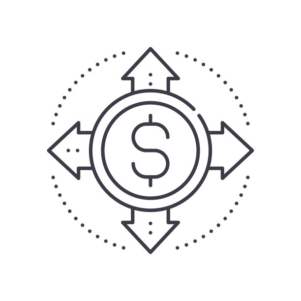 资金流动图标，线性孤立的插图，细线矢量，网页设计标志，轮廓概念符号与可编辑的笔画在白色的背景。图片下载