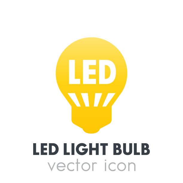 Led灯泡图标，白色矢量象形图图片下载