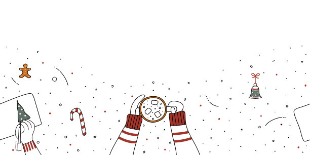 冬天的圣诞无缝横着浪漫的边界图片下载