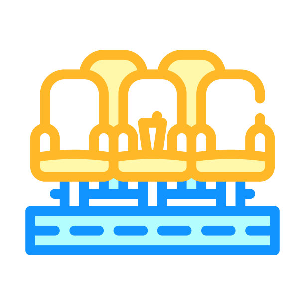 马戏团座椅椅子颜色图标矢量插图图片下载