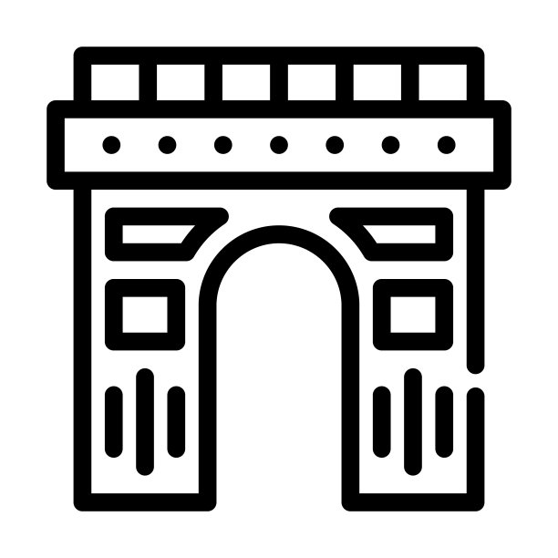 拱形建筑线图标向量插图黑色图片下载