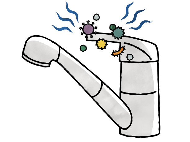 带有病毒和细菌的水龙头手柄图片下载