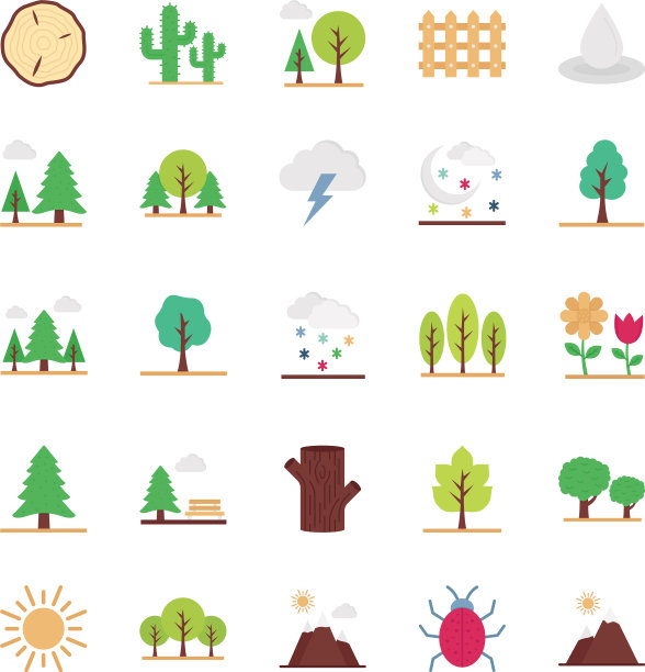 自然，植物和公园孤立图标图片下载