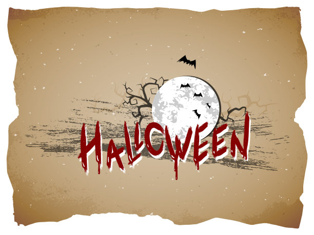 在旧纸上手绘字母的万圣节图片下载