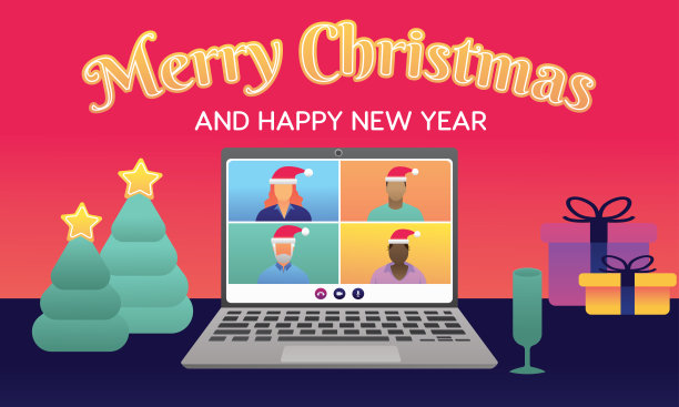 圣诞节在线会议图片下载