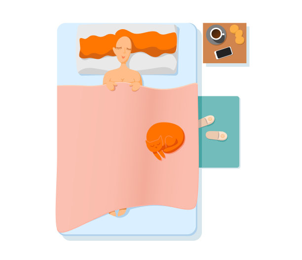 睡在床上的女孩俯视图图片下载