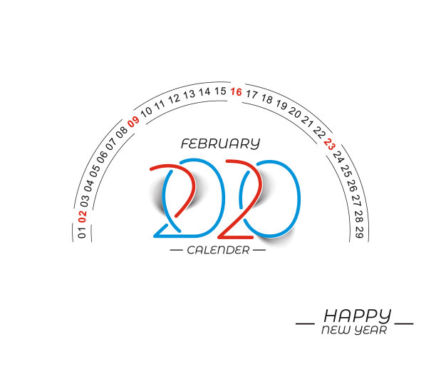 2020年新年快乐日历-新年假期图片下载