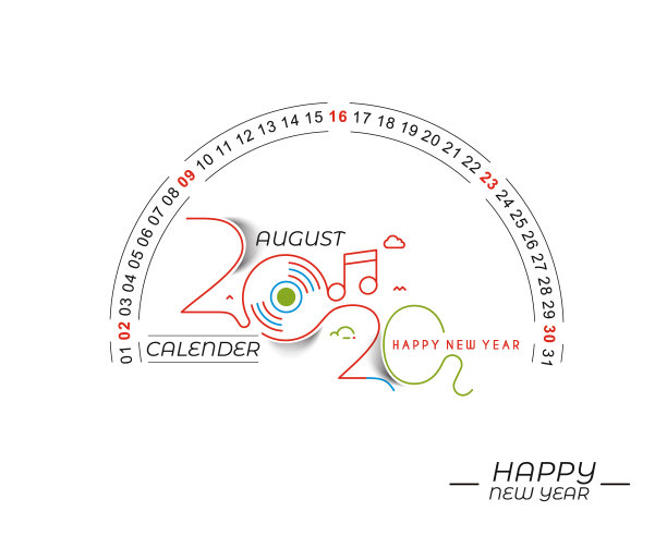 2020年新年快乐日历-新年假期图片下载