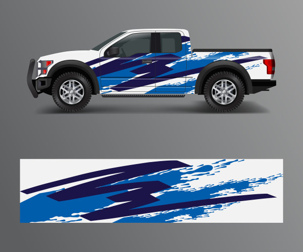 现代设计的卡车图形乙烯基包装图片下载
