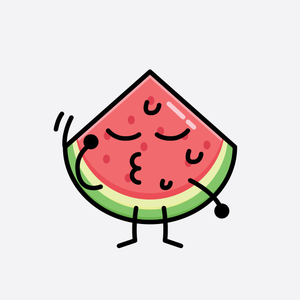 可爱的西瓜吉祥物人物在平面设计图片下载