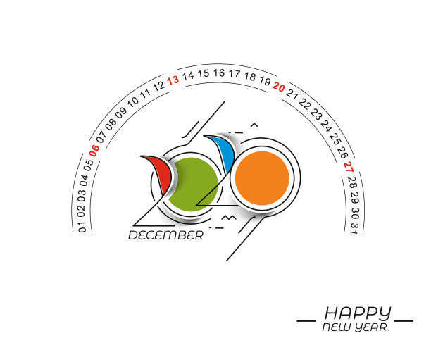 新年快乐2019年12月日历-新年图片下载