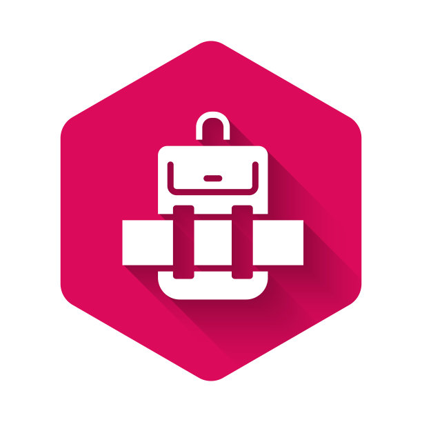 白色徒步背包图标孤立与长图片下载