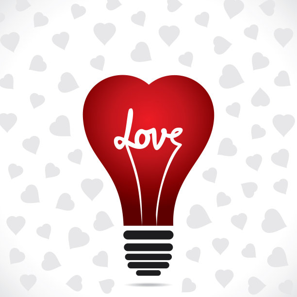 心形灯泡是设计和爱像灯丝图片下载