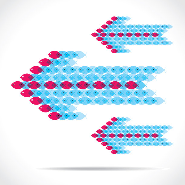带群鱼的抽象箭头移动设计图片下载