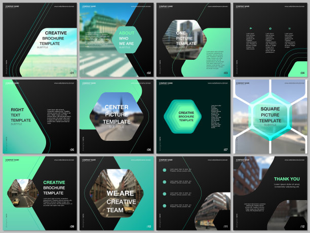 最小的宣传册模板与六角形设计图片下载