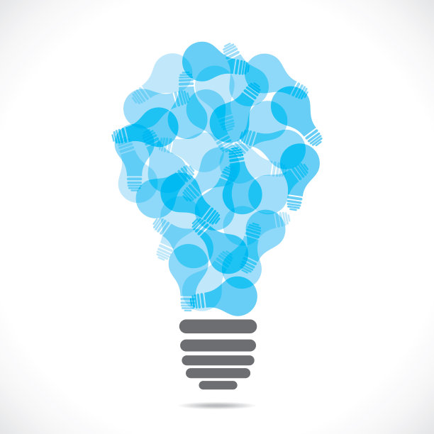 蓝色灯泡设计与灯泡库存图片下载