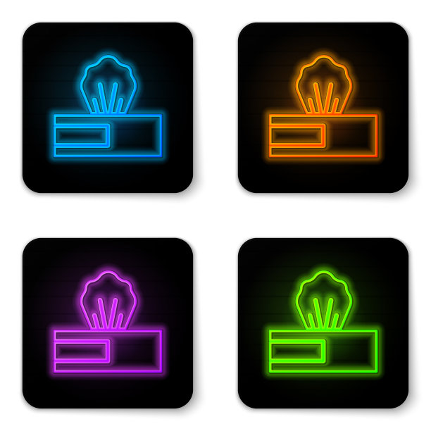 发光的霓虹灯湿擦包图标隔离在白色图片下载