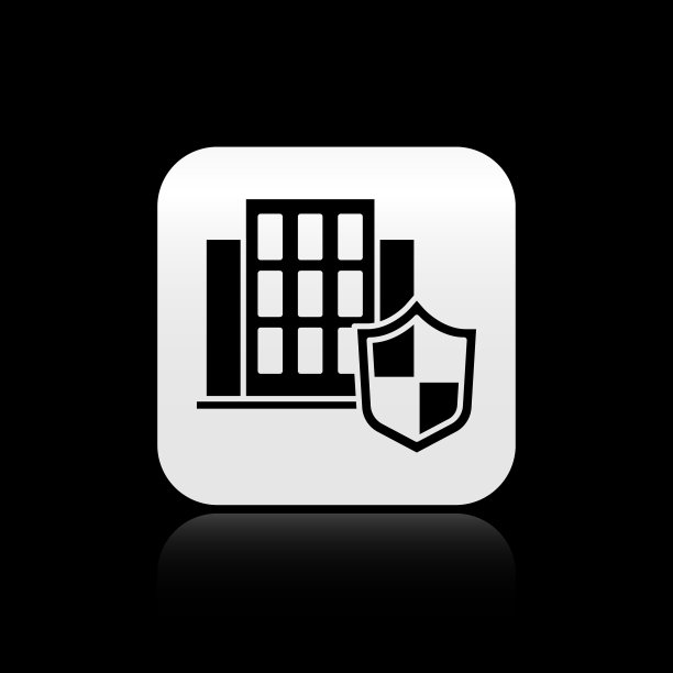 带有盾牌图标的黑屋被隔离在黑色上图片下载