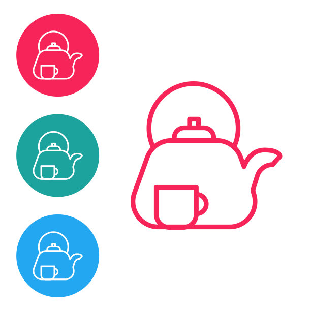 传统茶道图标红线孤立上图片下载