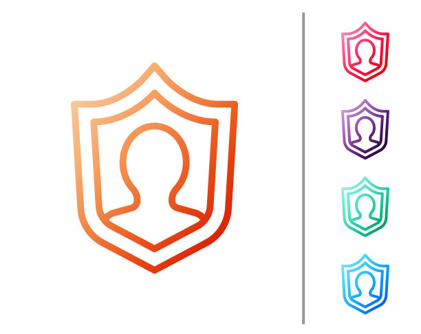 红线人寿保险与盾牌图标隔离图片下载