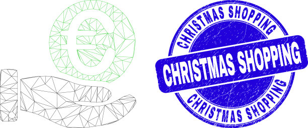蓝色垃圾圣诞购物邮票和网眼图片下载