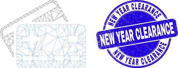 蓝色垃圾新年清除邮票印章和网页图片下载