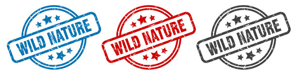 野生自然邮票野生自然圆孤立标志图片下载