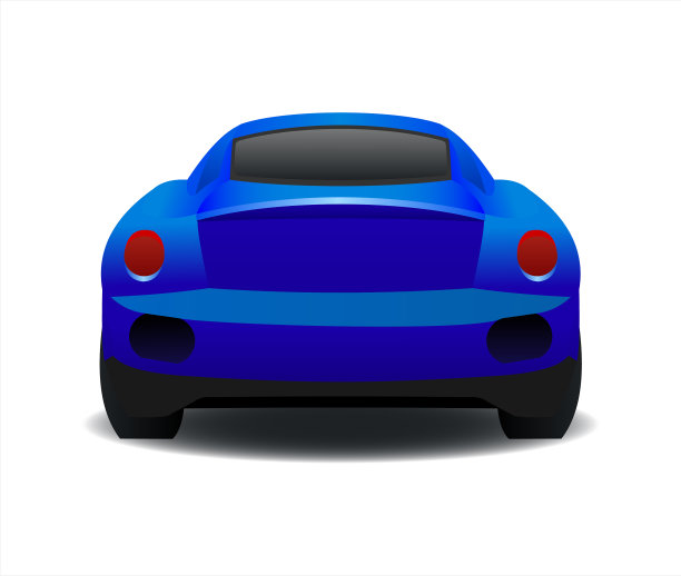 蓝色轿车后视图快速赛车现代平坦图片下载