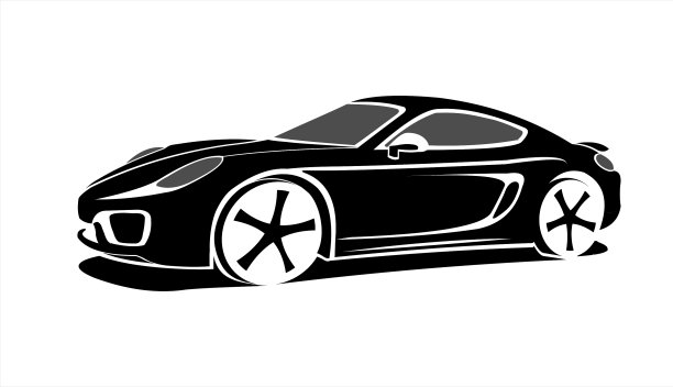 黑色风格化汽车侧视图四分之三视图图片下载