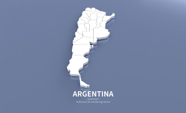 阿根廷3 d地图。中东国家国家地图3D渲染集。图片下载