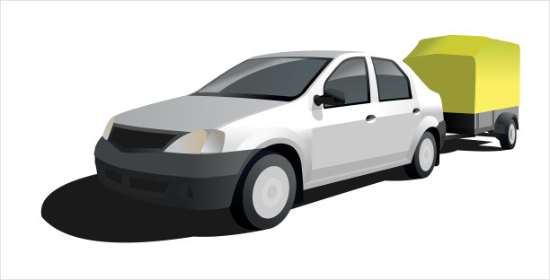 汽车与拖车前视图四分之三的观点图片下载