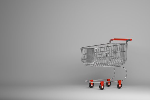 金属铬购物手推车与拷贝空白空间图片下载