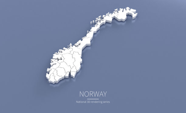挪威的3 d地图。欧洲国家的国家地图3D渲染集。图片下载