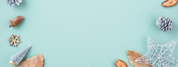 俯视图的圣诞假期背景。构图为节日装饰装饰平铺。图片下载