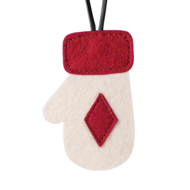 感觉连指手套。圣诞树装饰孤立在白色的背景图片下载