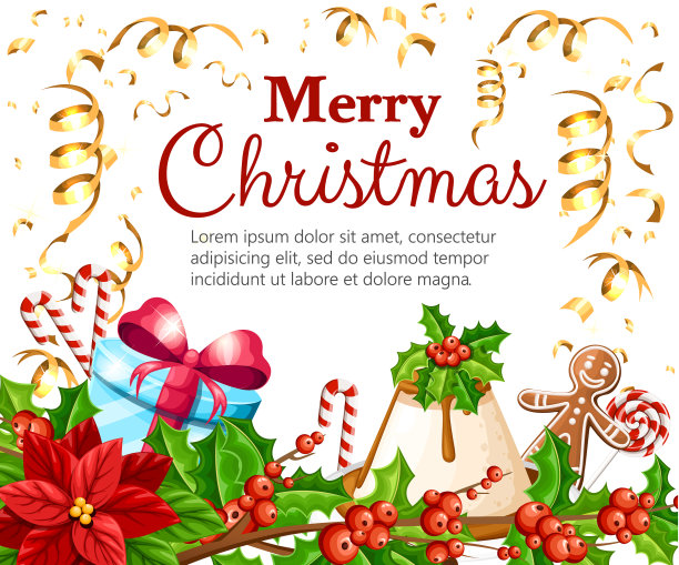 圣诞装饰红一品红槲寄生图片下载