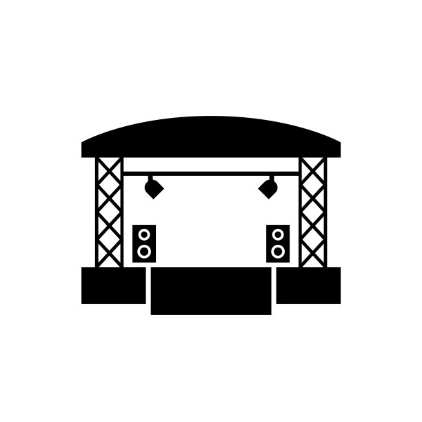 音乐会舞台图标孤立的白色背景图片下载
