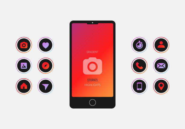 智能手机与社会故事渐变图标图片下载