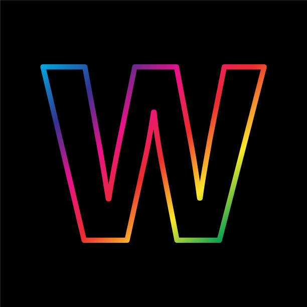 W字母彩虹字母标志抽象多彩图片下载