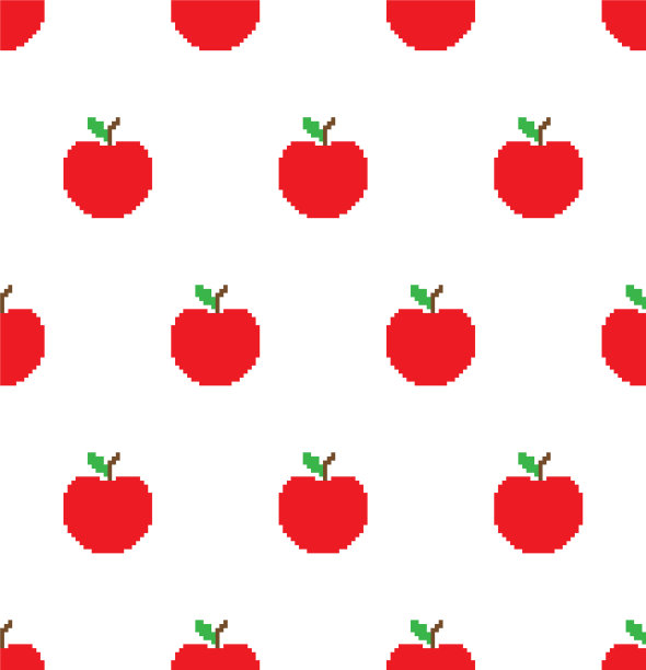 像素苹果图案无缝8位苹果纹理图片下载