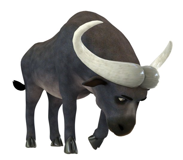 卡通公牛孤立的白色背景3d插图图片下载