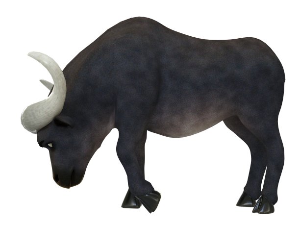 卡通公牛孤立的白色背景3d插图图片下载