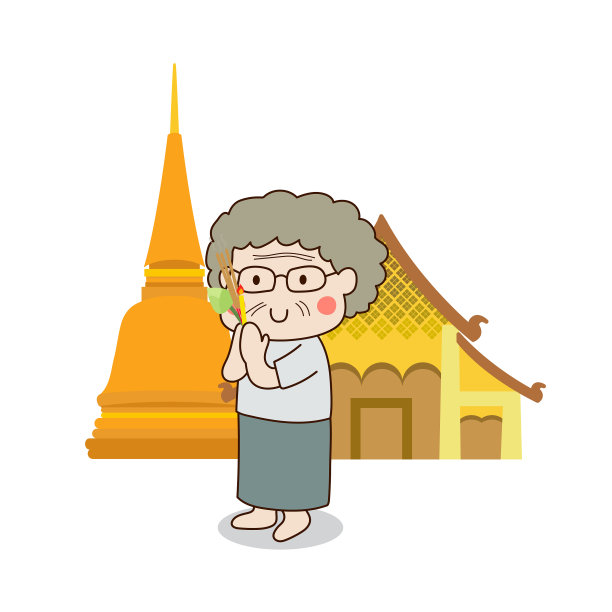 佛教老妇人走着灯图片下载